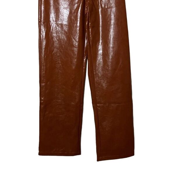 Cotton On Womens Vegan Leather High Rise Medium Brown Party Pants NWT US 20 - Picture 3 of 7